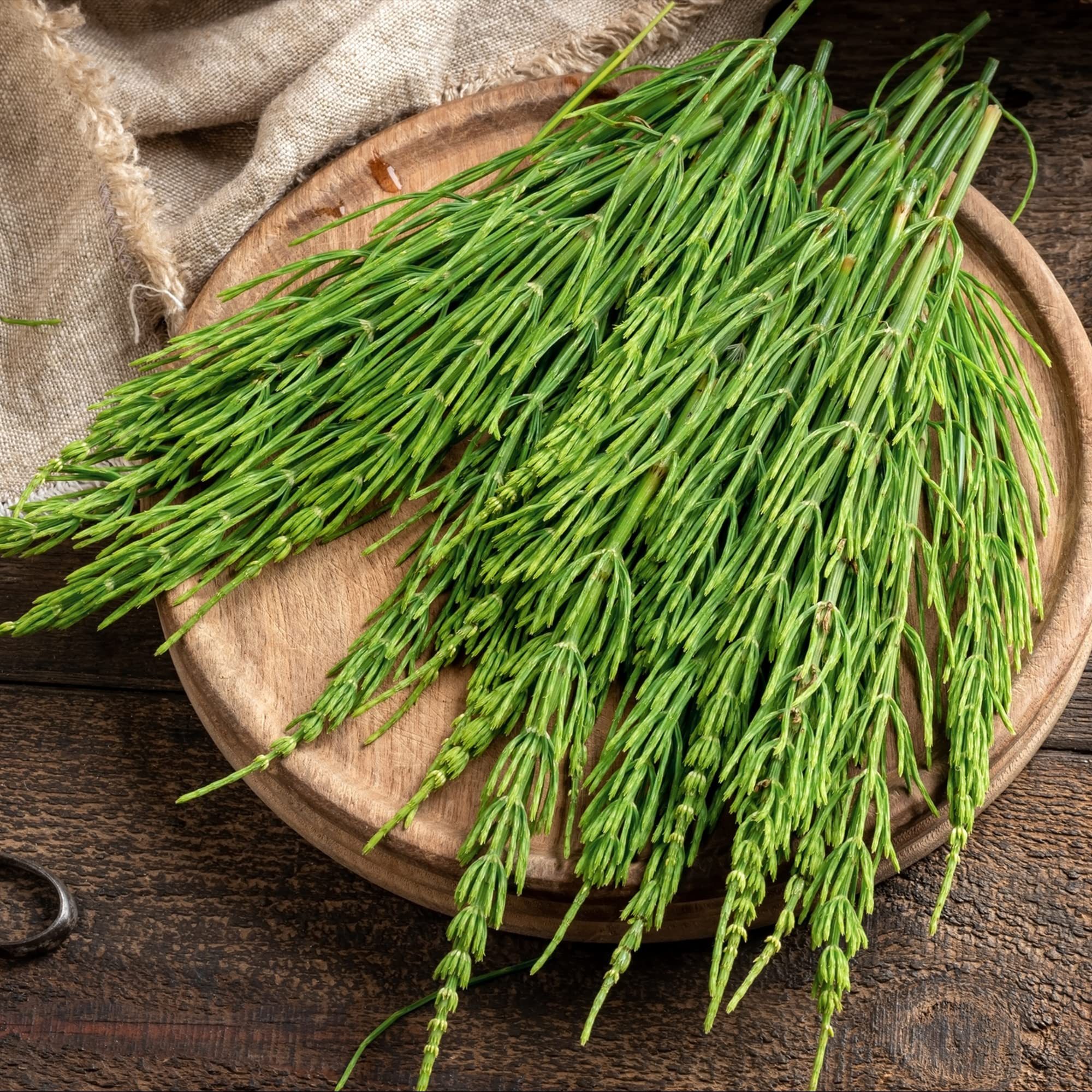 Frontier Co-op brewed horsetail tea in cup illustrating calming infusion