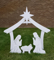 FrontYard Originals front view of nativity showing crisp silhouette and curb appeal