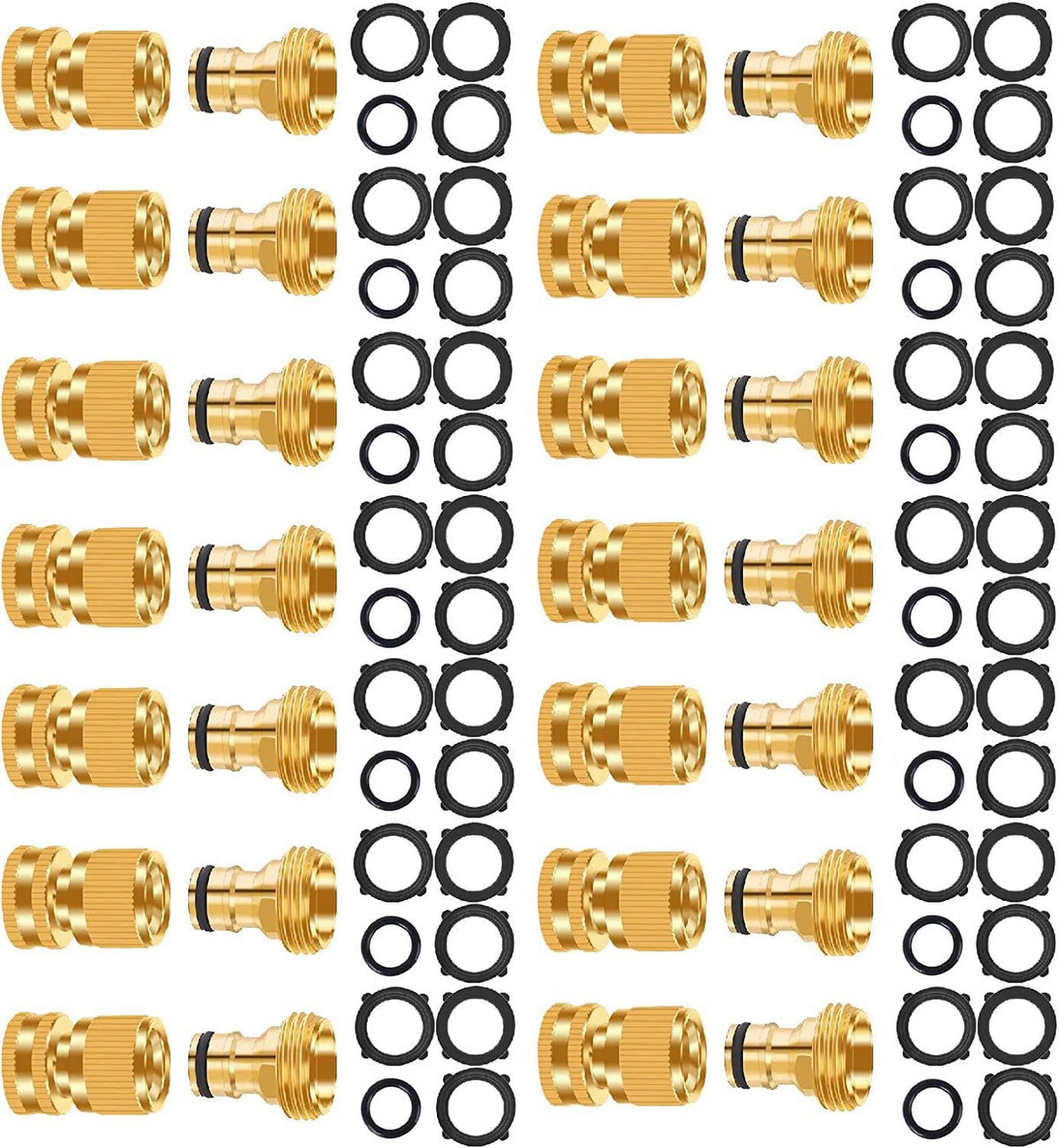 FRQNTKPA brass quick connector front view showing durable metal finish and easy grip