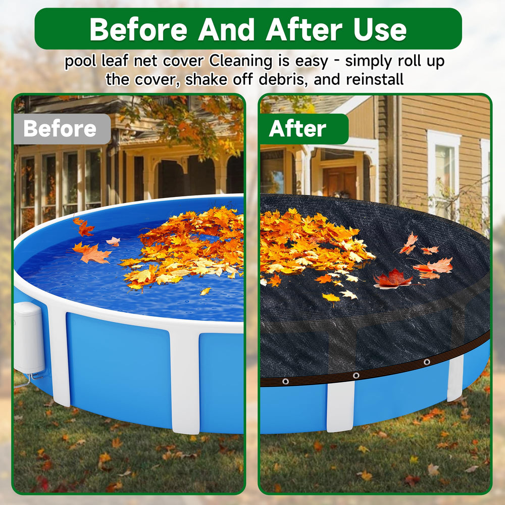 frtzal installed on above-ground pool showing coverage benefit: keeps leaves out