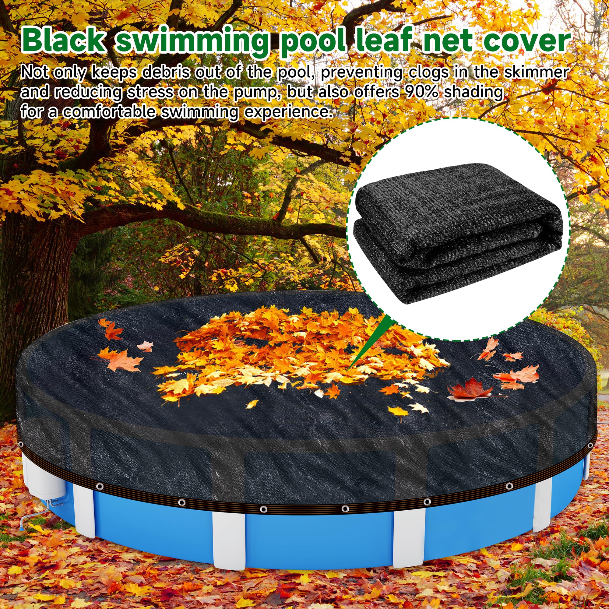 frtzal cover beside measuring tape showing scale benefit: fits 18-foot pools