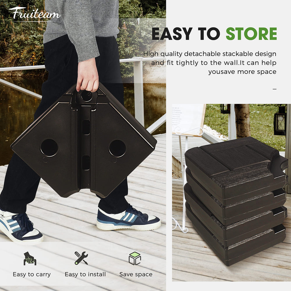 FRUITEAM stacked plates packed for storage showing space-saving portability benefit