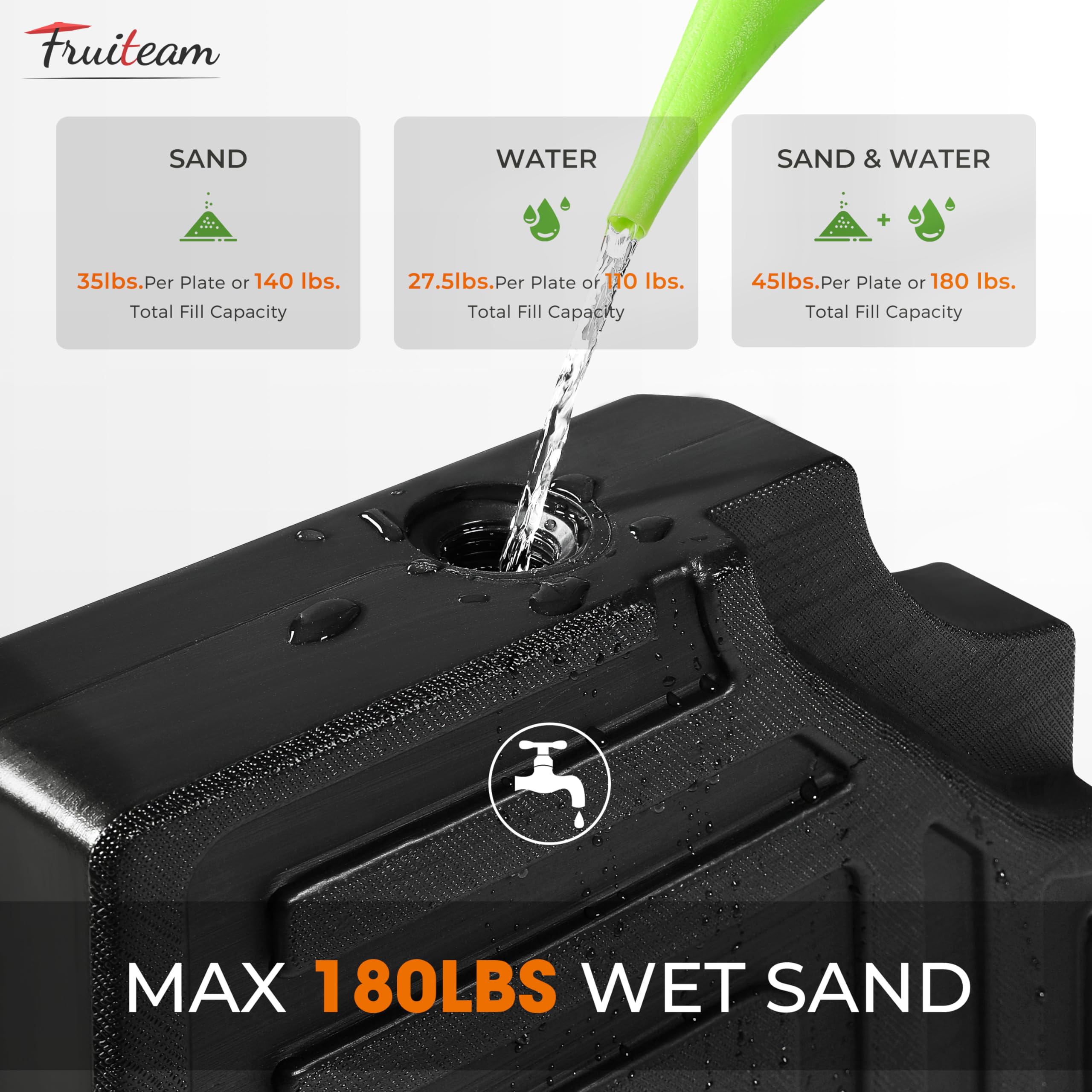 FRUITEAM base filled with water highlighting easy portability benefit