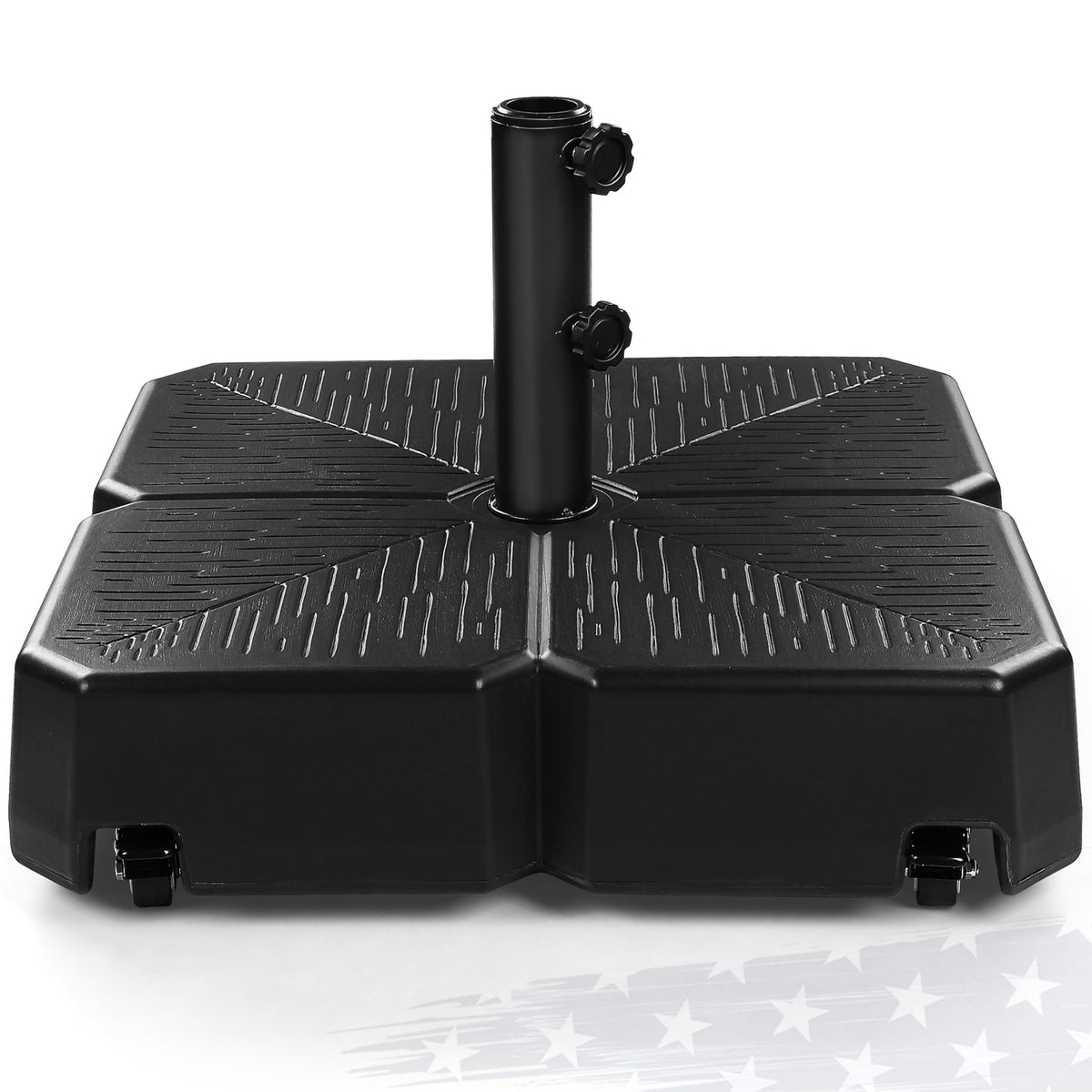 FRUITEAM front view of black base showing sturdy design and mobility benefit