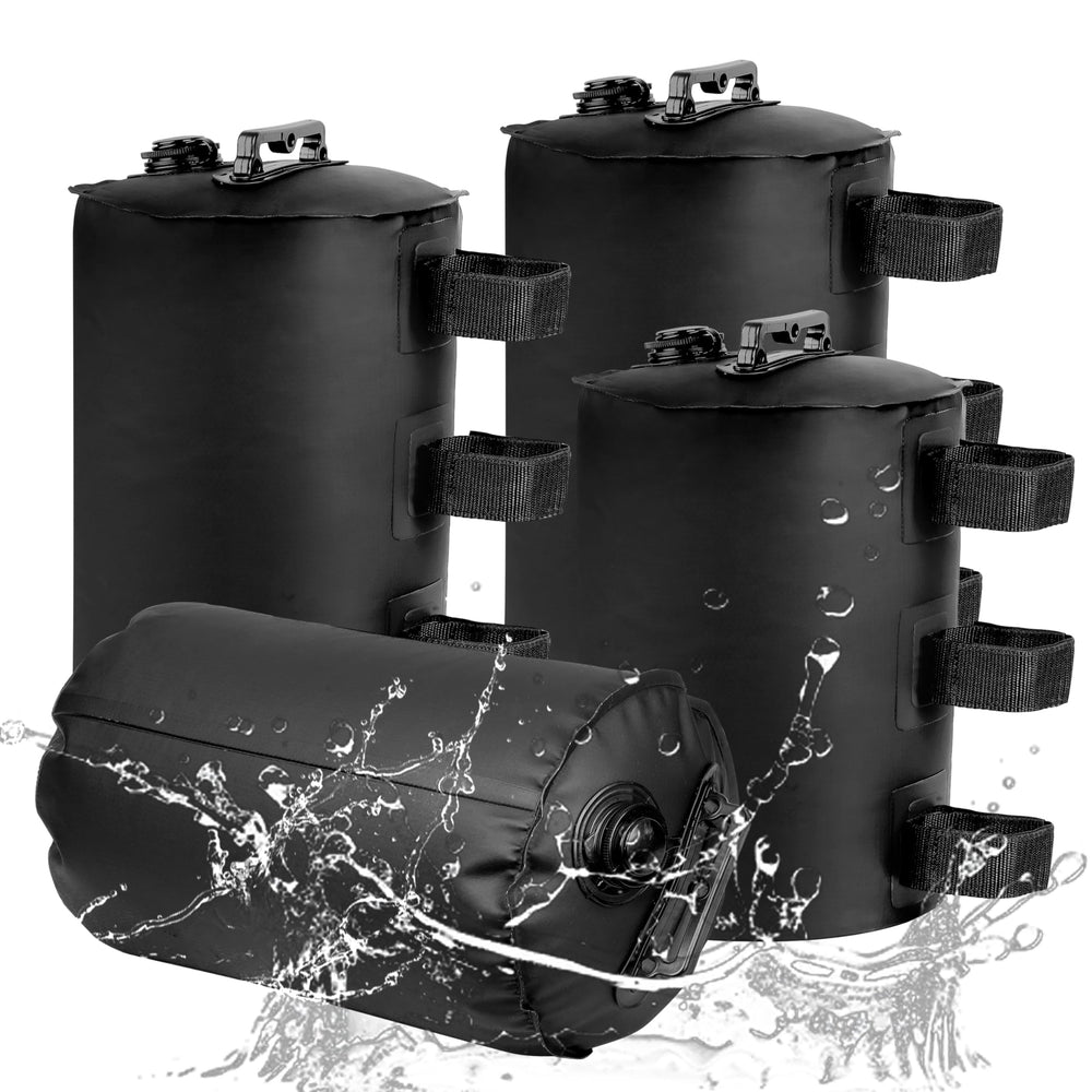 FRUITEAM front view of four black weight bags showing compact design and portability