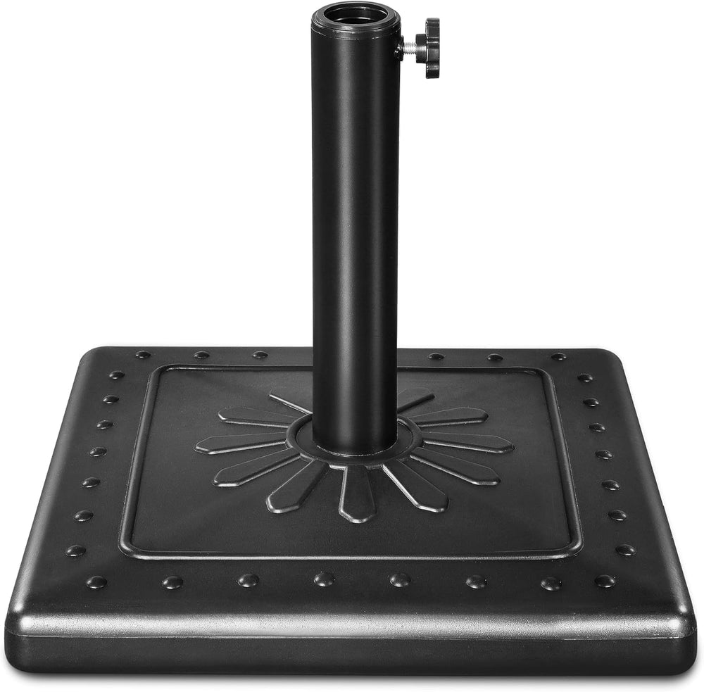 FRUITEAM front view of square 33lb umbrella base showing stability