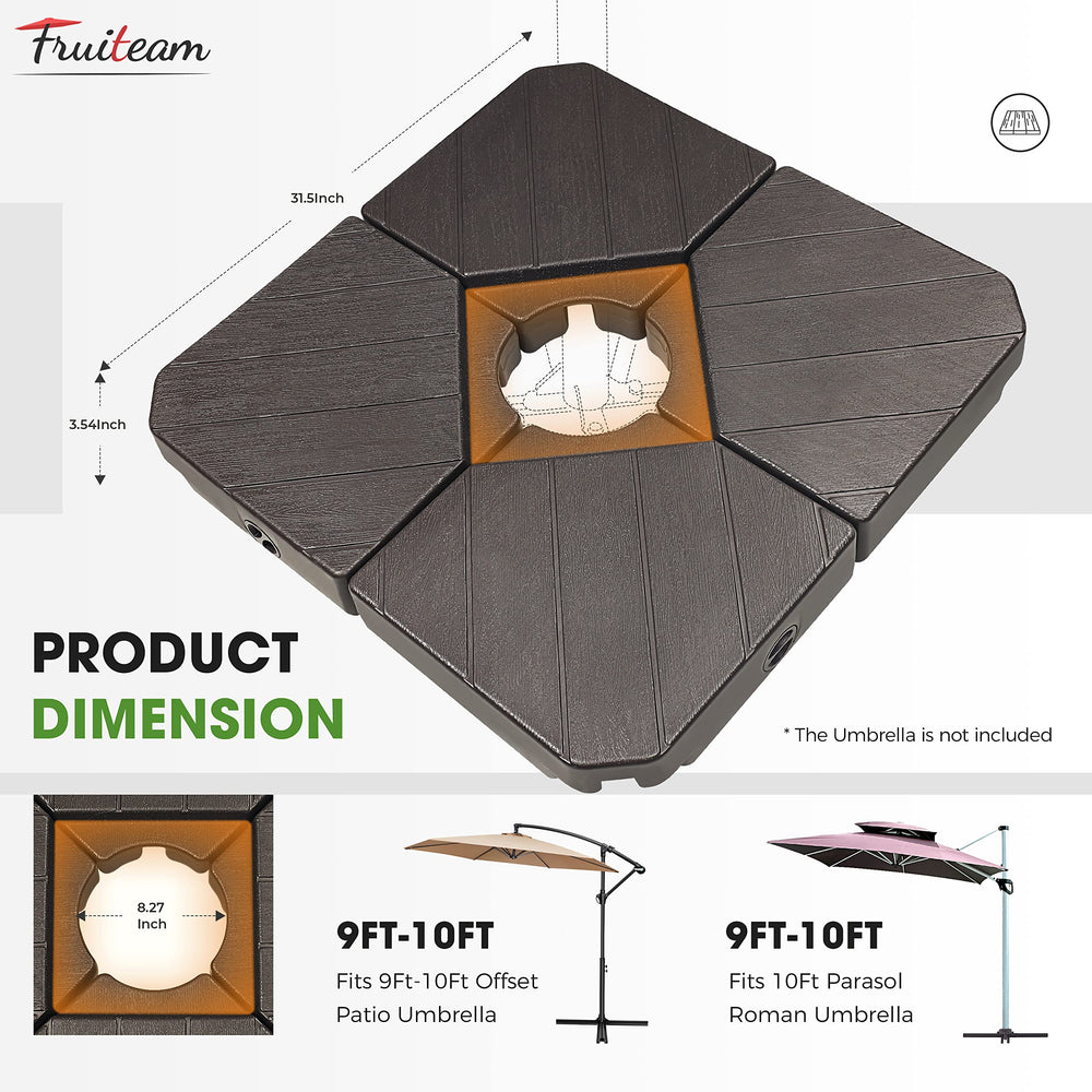 FRUITEAM base under cantilever umbrella illustrating improved wind resistance