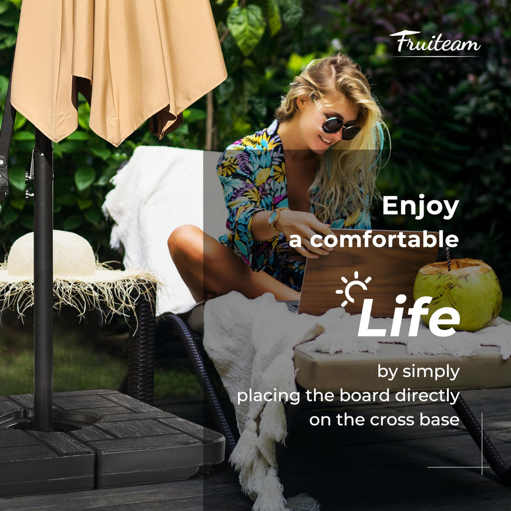 FRUITEAM base in a patio setting enhancing umbrella wind resistance