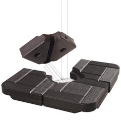 FRUITEAM front view of 4-piece offset umbrella base showing stable footprint and benefit