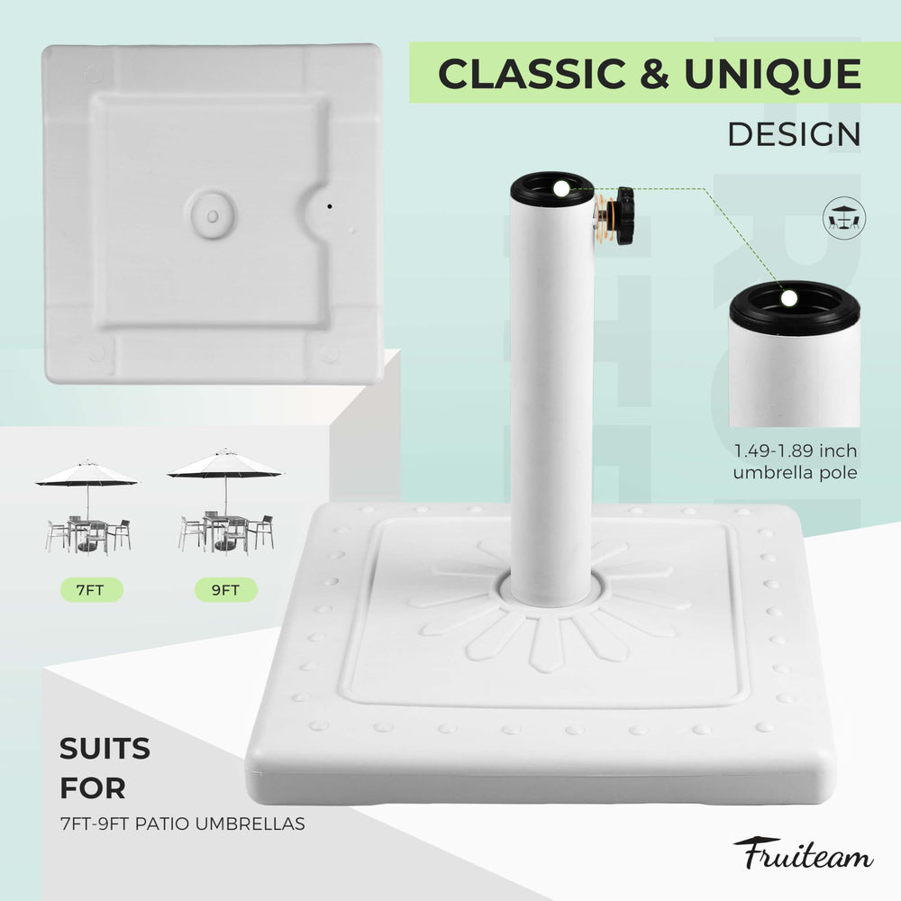 FRUITEAM poolside scene showing weather-resistant base for outdoor use