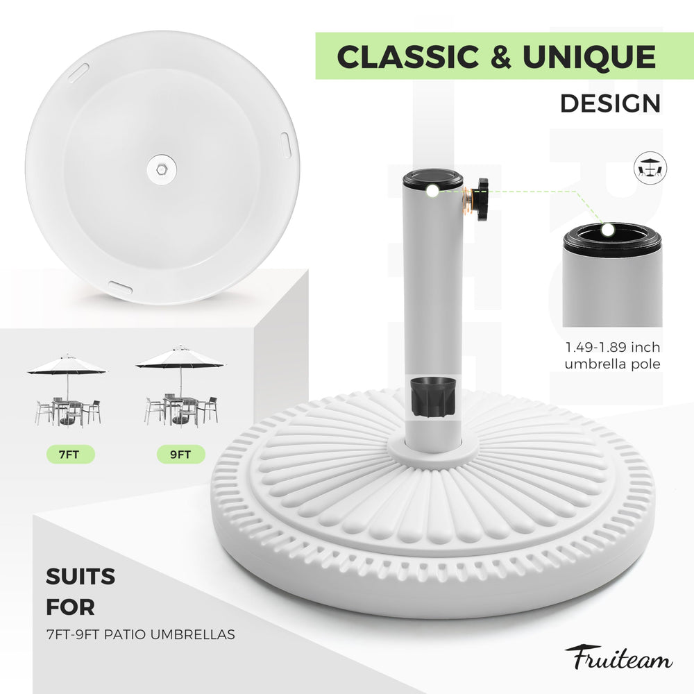 FRUITEAM side profile showing wide 15-inch base for stronger stability