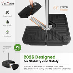 FRUITEAM side profile with cantilever umbrella demonstrating secure fit