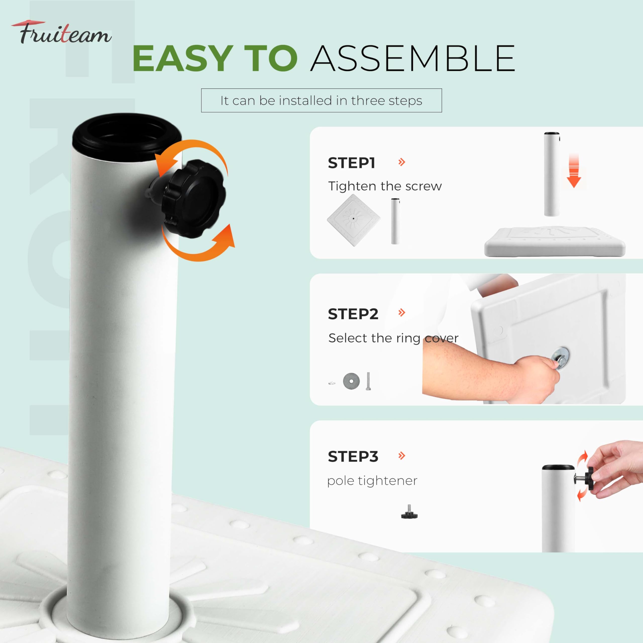 FRUITEAM scale comparison with a foot to show compact 15-inch footprint benefit