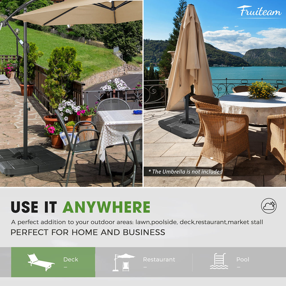 FRUITEAM poolside setup demonstrating secure shade and easy placement