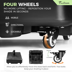 FRUITEAM wheel and lock detail for smooth mobility and secure locking