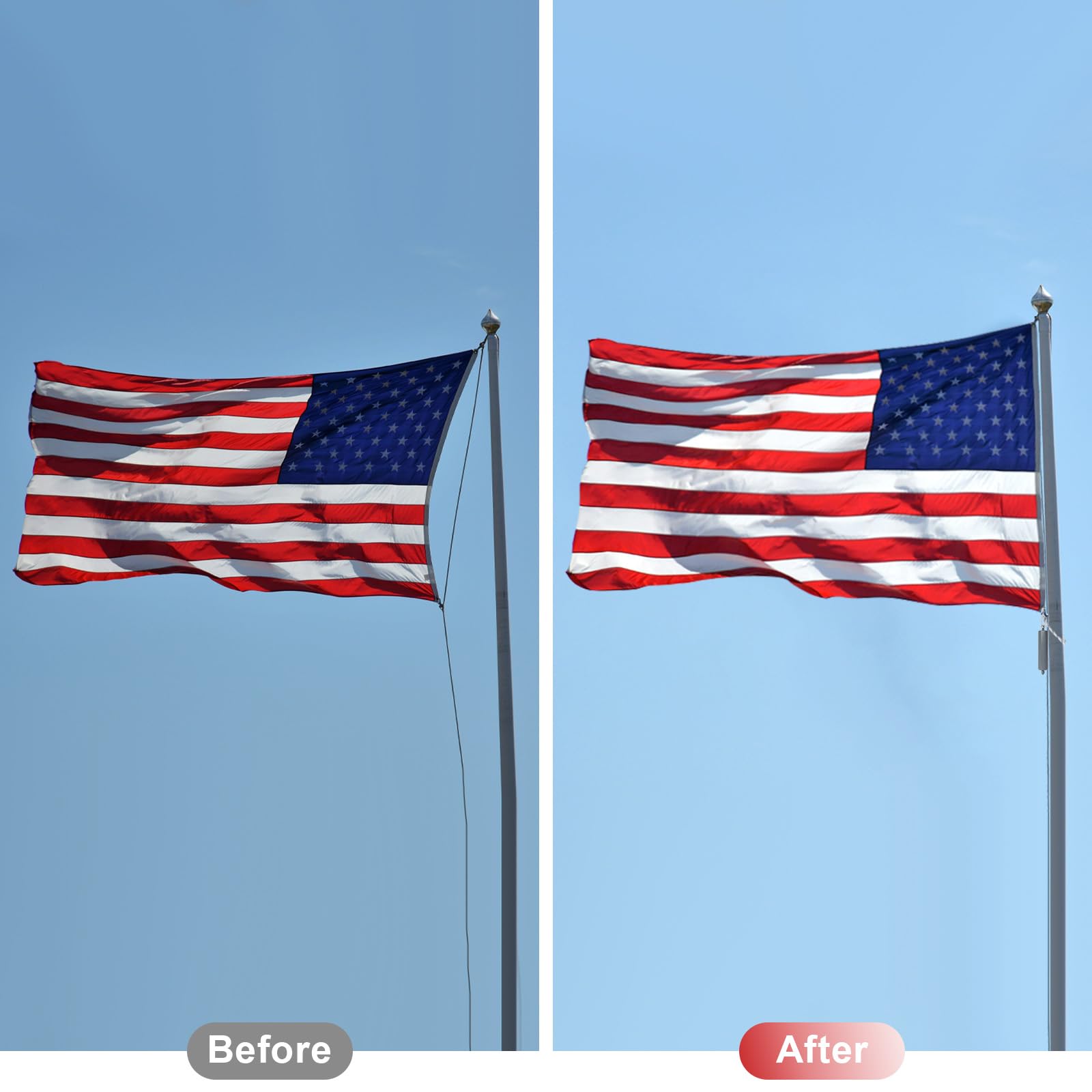 Frunke weight alongside a 3x5 flag showing proper scale and balance