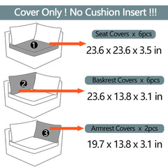 Frxeyaliz backrest cover flat lay showing exact measurements and fit