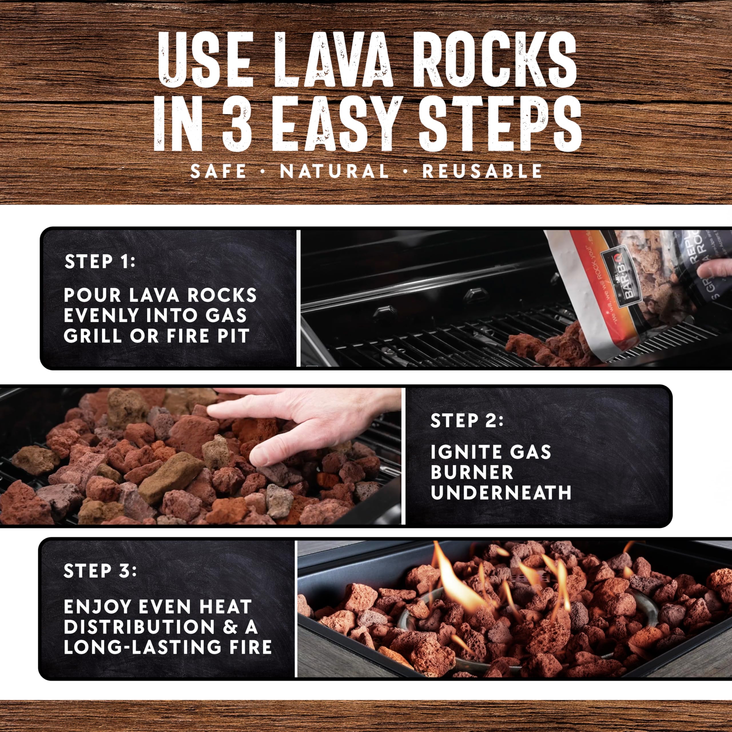 THE FRYOILSAVER COMPANY hand holding a single lava rock to show size and lightweight benefit