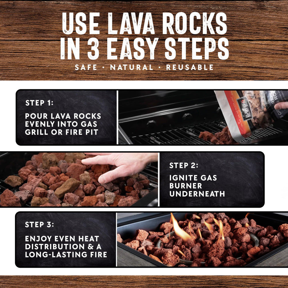 THE FRYOILSAVER COMPANY hand holding a single lava rock to show size and lightweight benefit