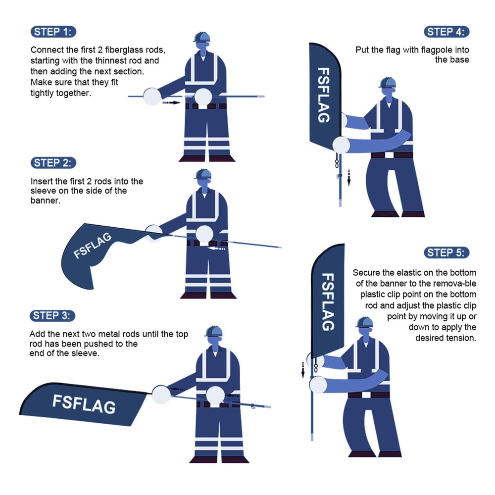 FSFLAG assembled with 8ft swooper flag demonstrating visible branding