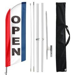 FSFLAG feather flag front view showing bold colors and tall visibility to attract customers