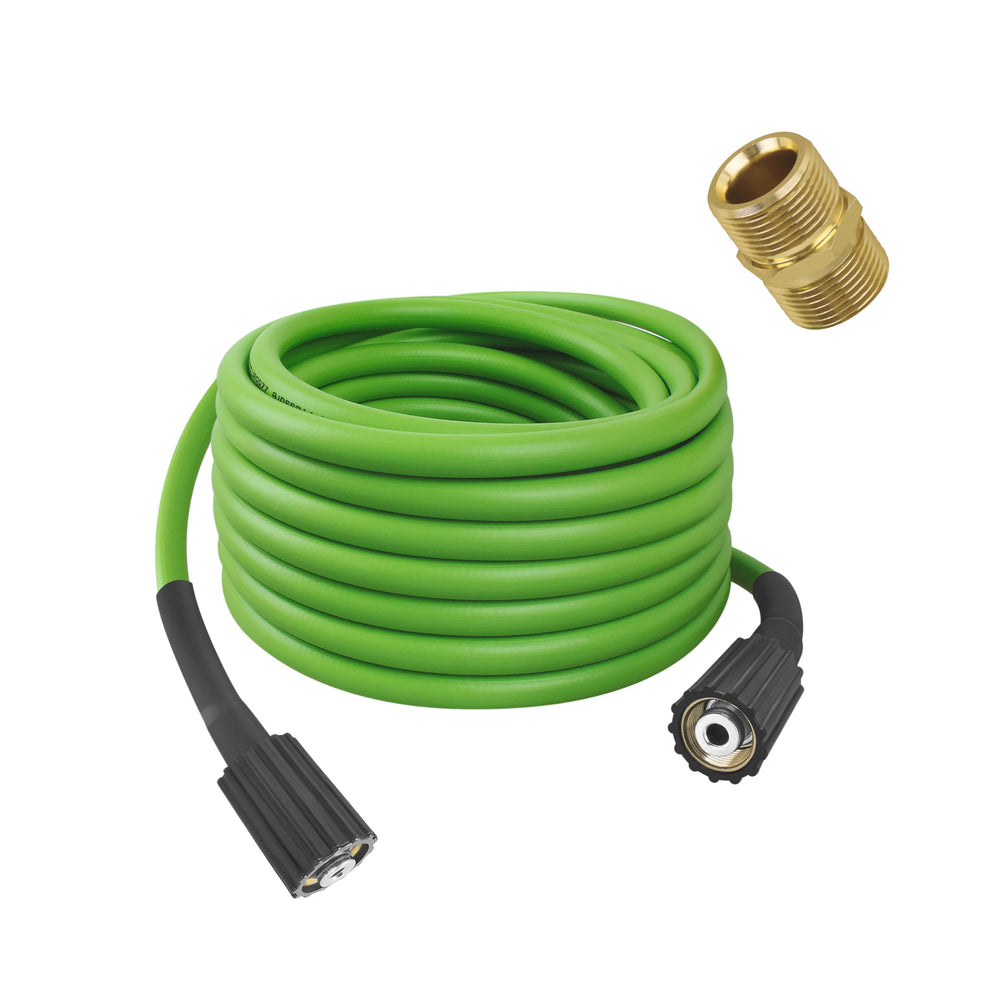 FSQLB front view of 50 ft hose showing durable construction and fittings benefit