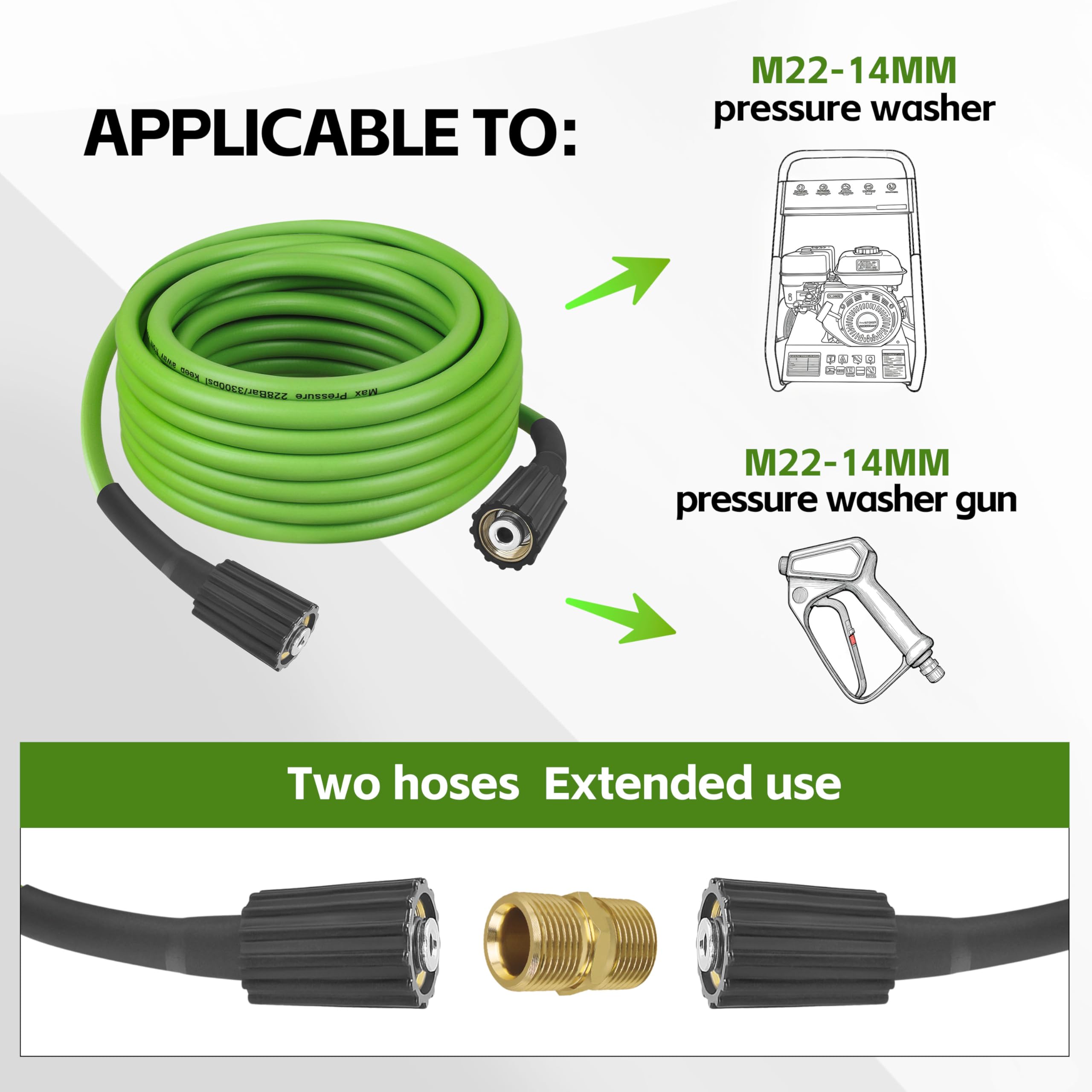 FSQLB hose full length laid out for extended reach cleaning