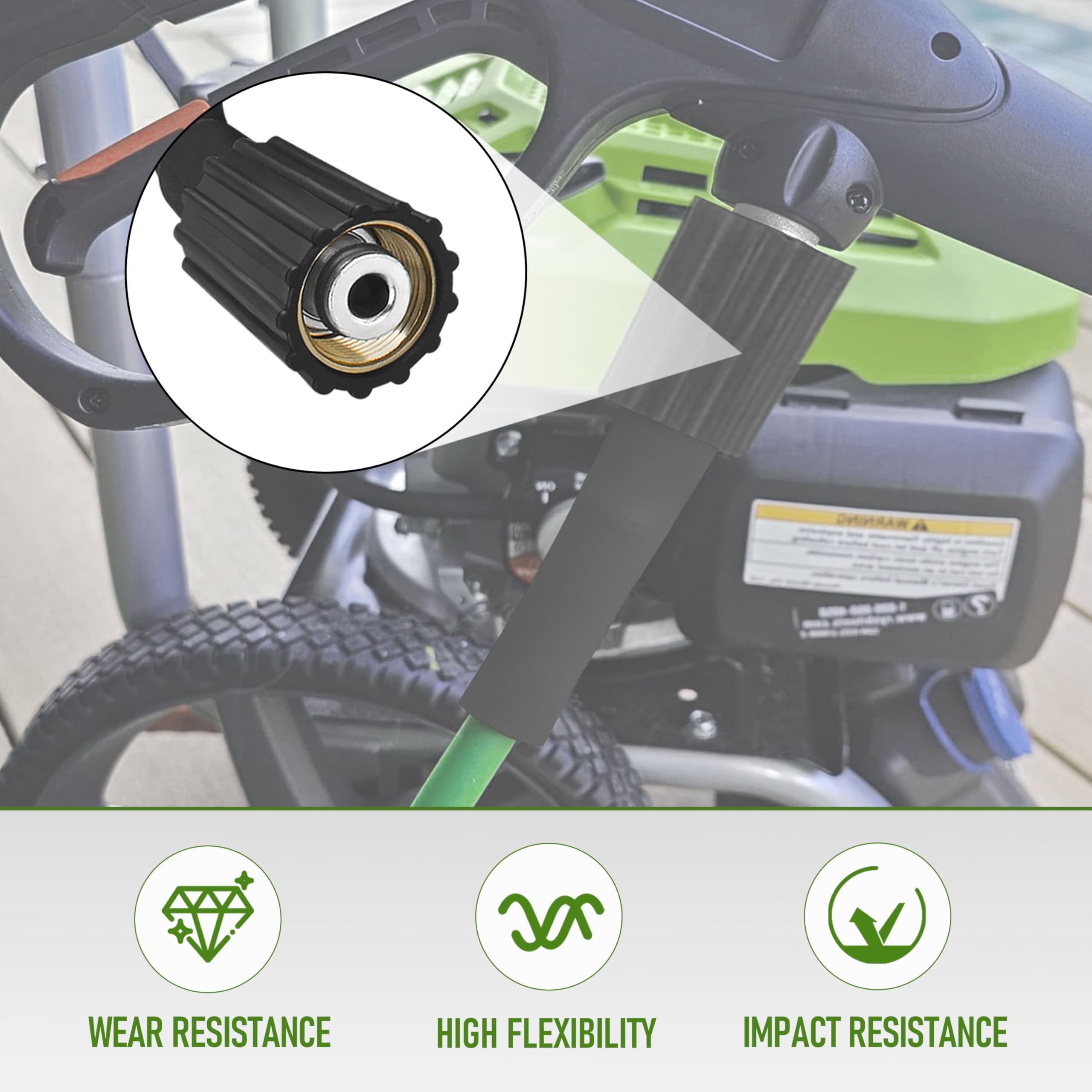 FSQLB hose attached to electric pressure washer showing quick installation benefit