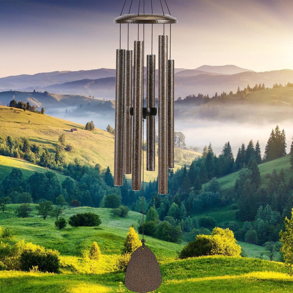 FSVGYY front view brown wind chime showing elegant silhouette and calming presence