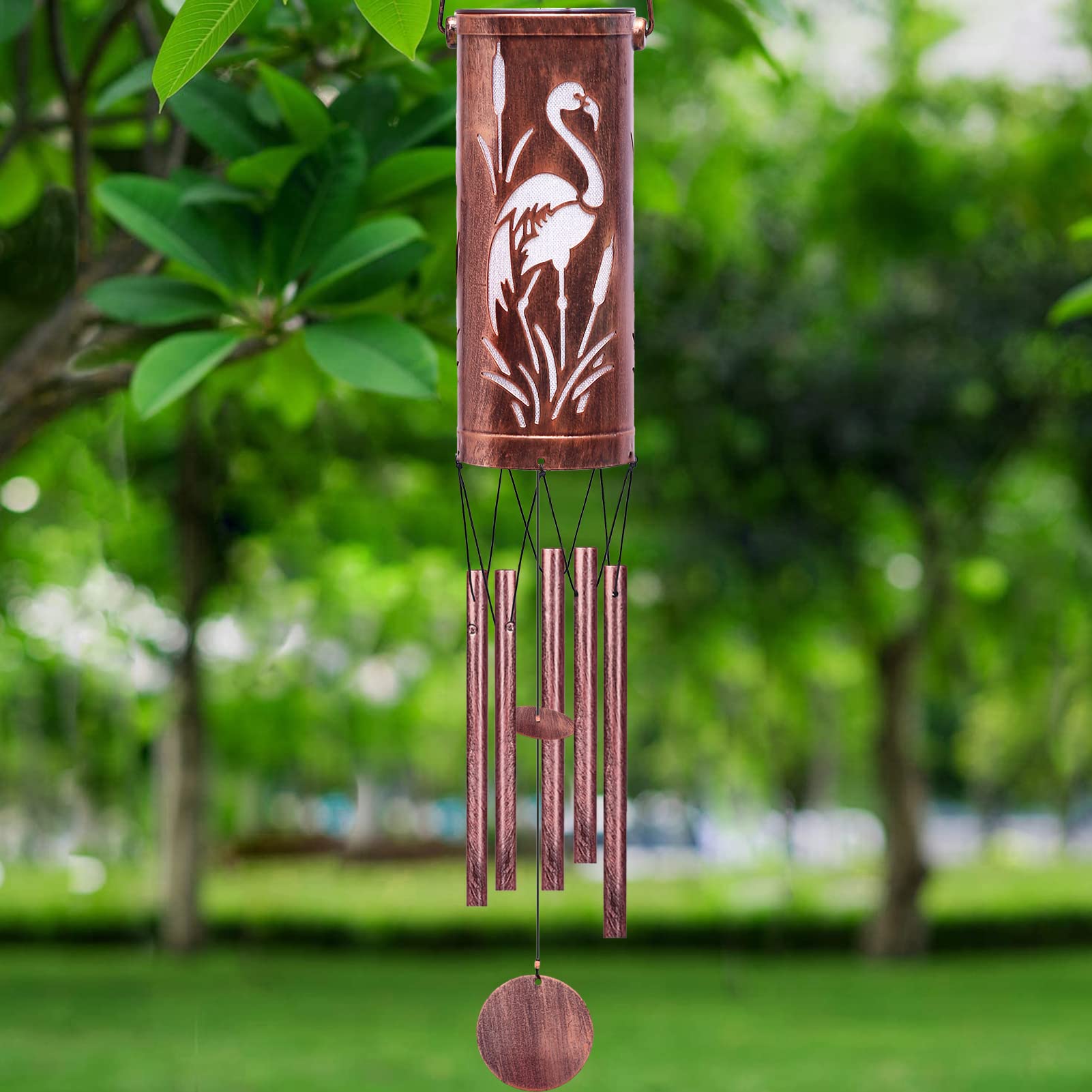FSVGYY lifestyle garden hanging view illustrating flamingo decor and soothing outdoor sound
