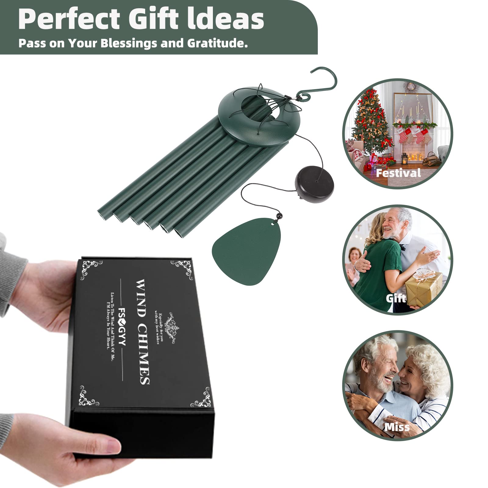 FSVGYY packaged wind chime with greeting card ready for gifting and memorial presentation