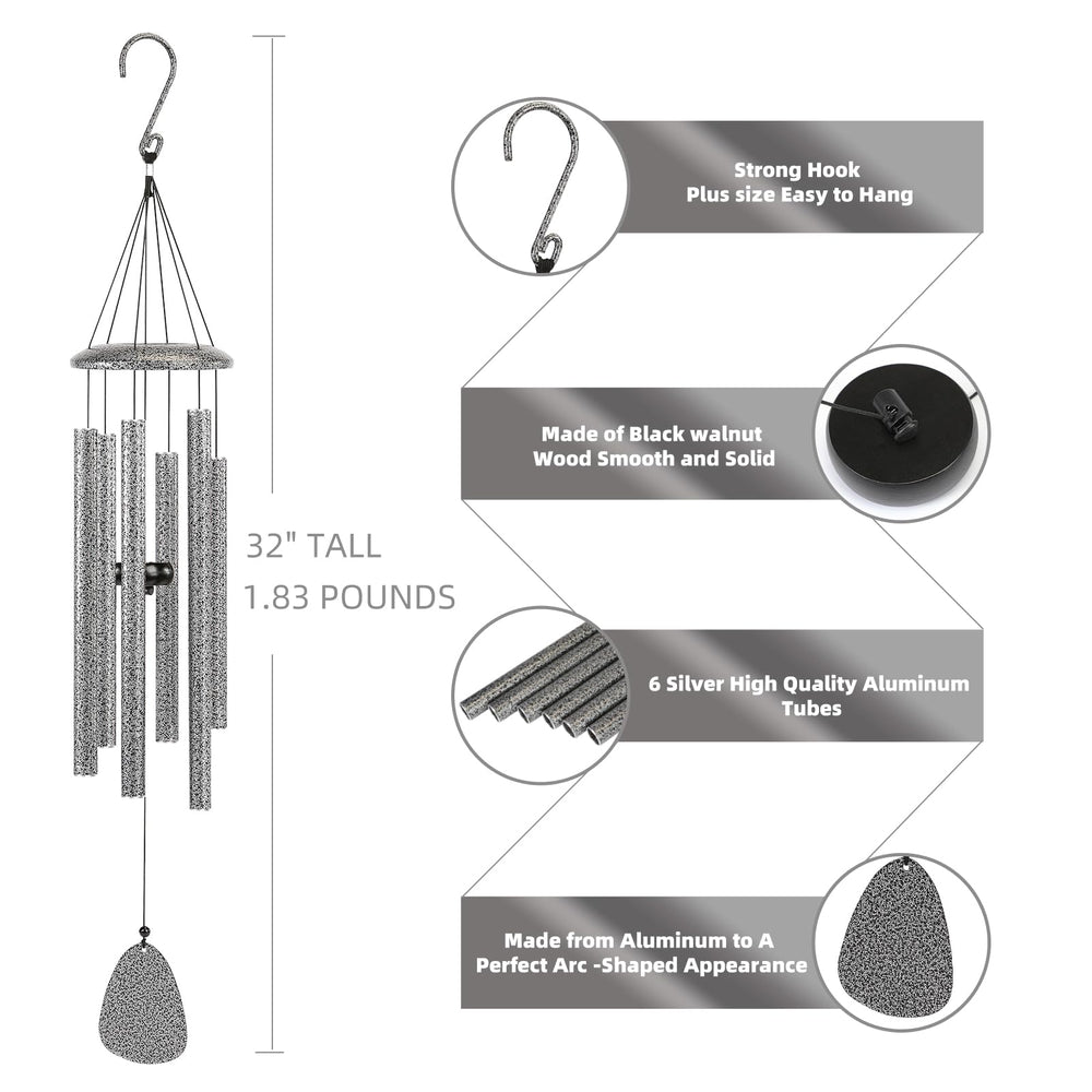 FSVGYY size comparison showing 32-inch chime scale for deeper, resonant tones