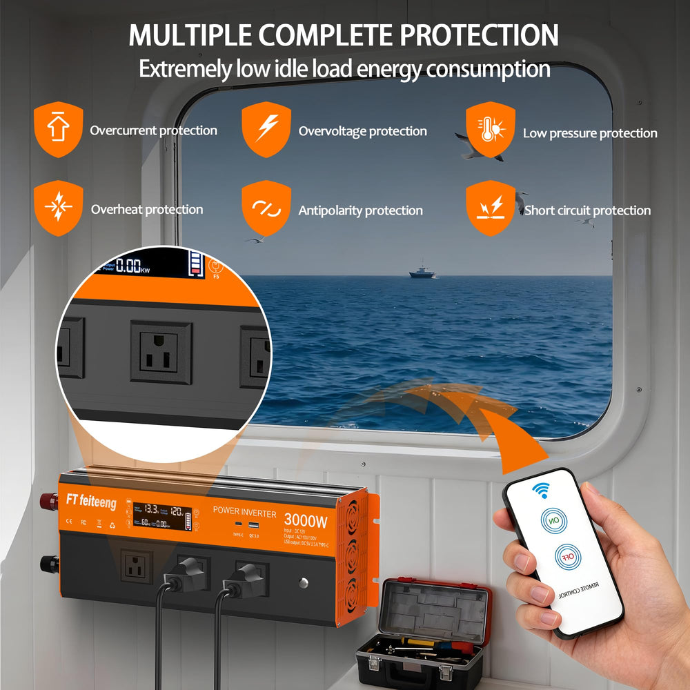 FT feiteeng installed in an RV cabinet for reliable on-the-road power