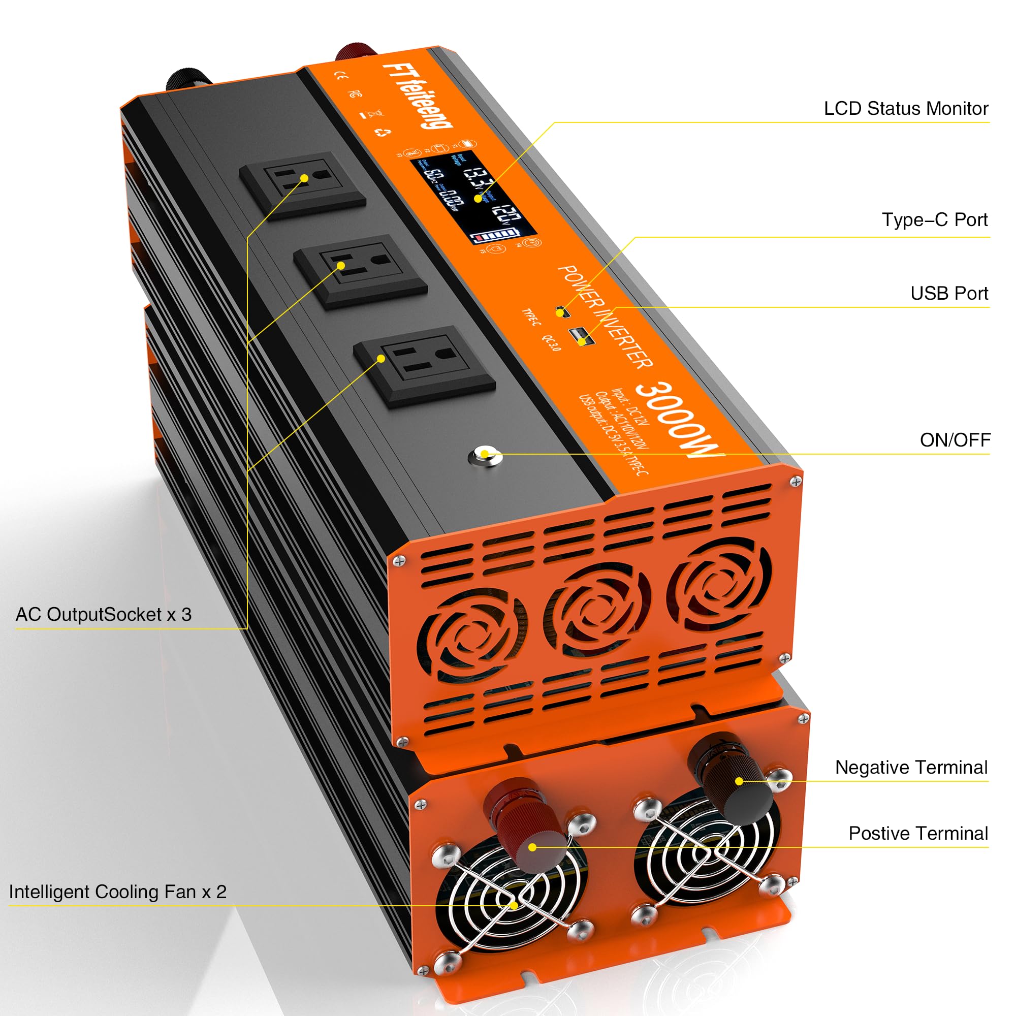 FT feiteeng next to hands to show compact size and easy portability