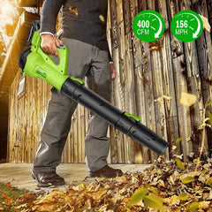 FTOP blower in use on lawn clearing leaves for faster yard cleanup