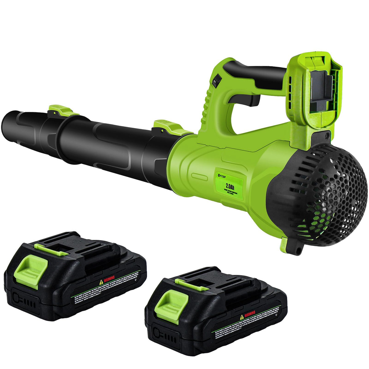 FTOP front view with batteries showing cordless convenience and included power