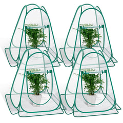 Fuairmee front view of four pop up greenhouses showing coverage and clarity