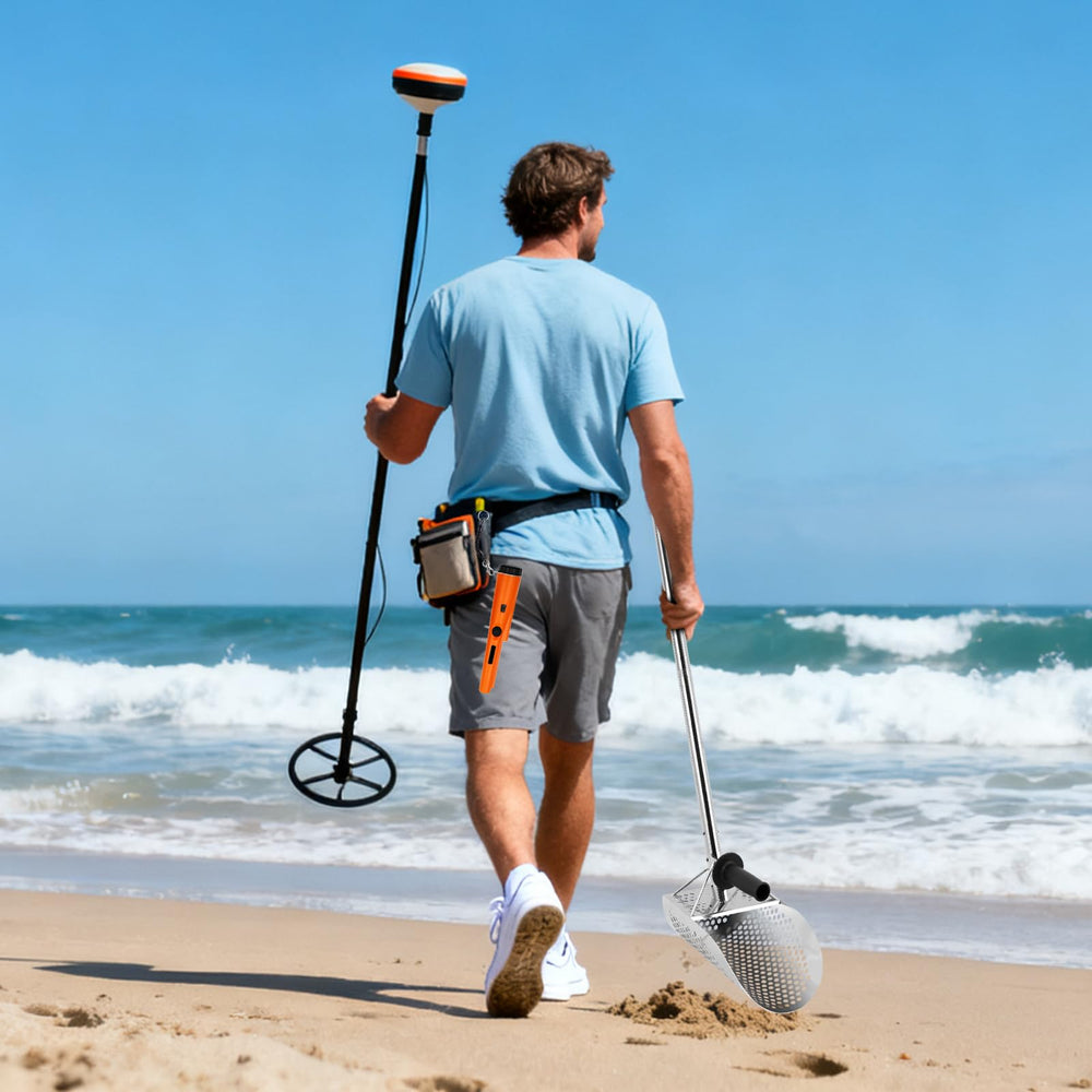 Fuairmee scoop beside detecting bag showing scale and portability