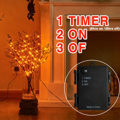 Fudios close-up of orange LEDs on twigs highlighting warm glow benefit