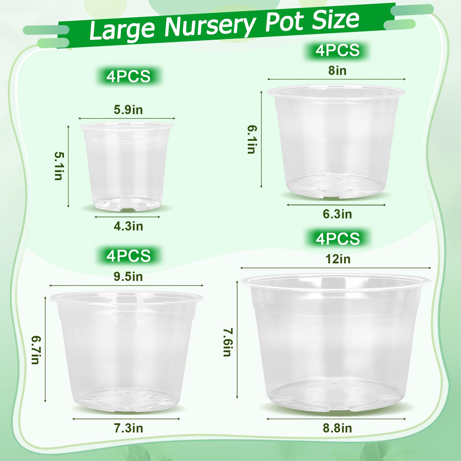 FUIJOL stacked clear pots showing size progression and capacity