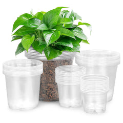 FUIJOL front pack of clear nursery pots showing sizes for organized planting