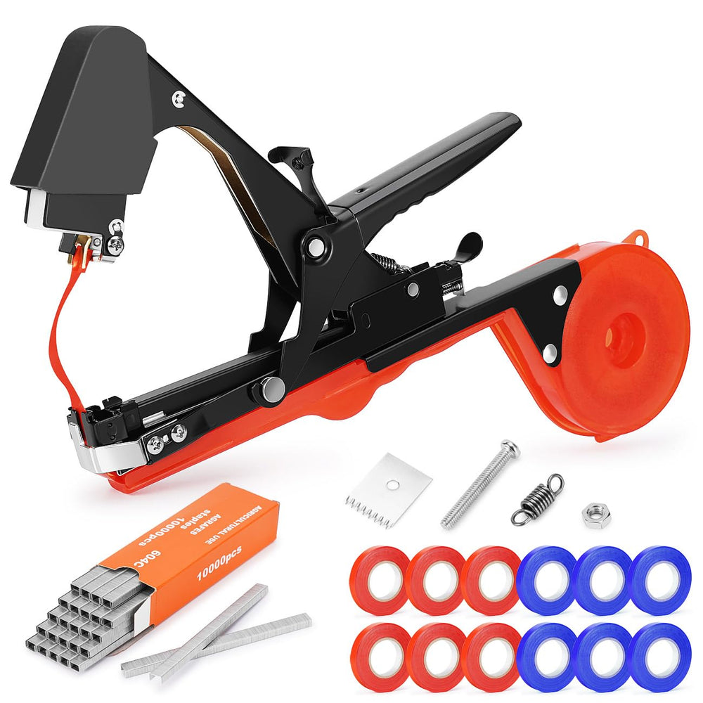 FUJIWARA front view of tapetool showing ergonomic grip and red finish for efficient tying