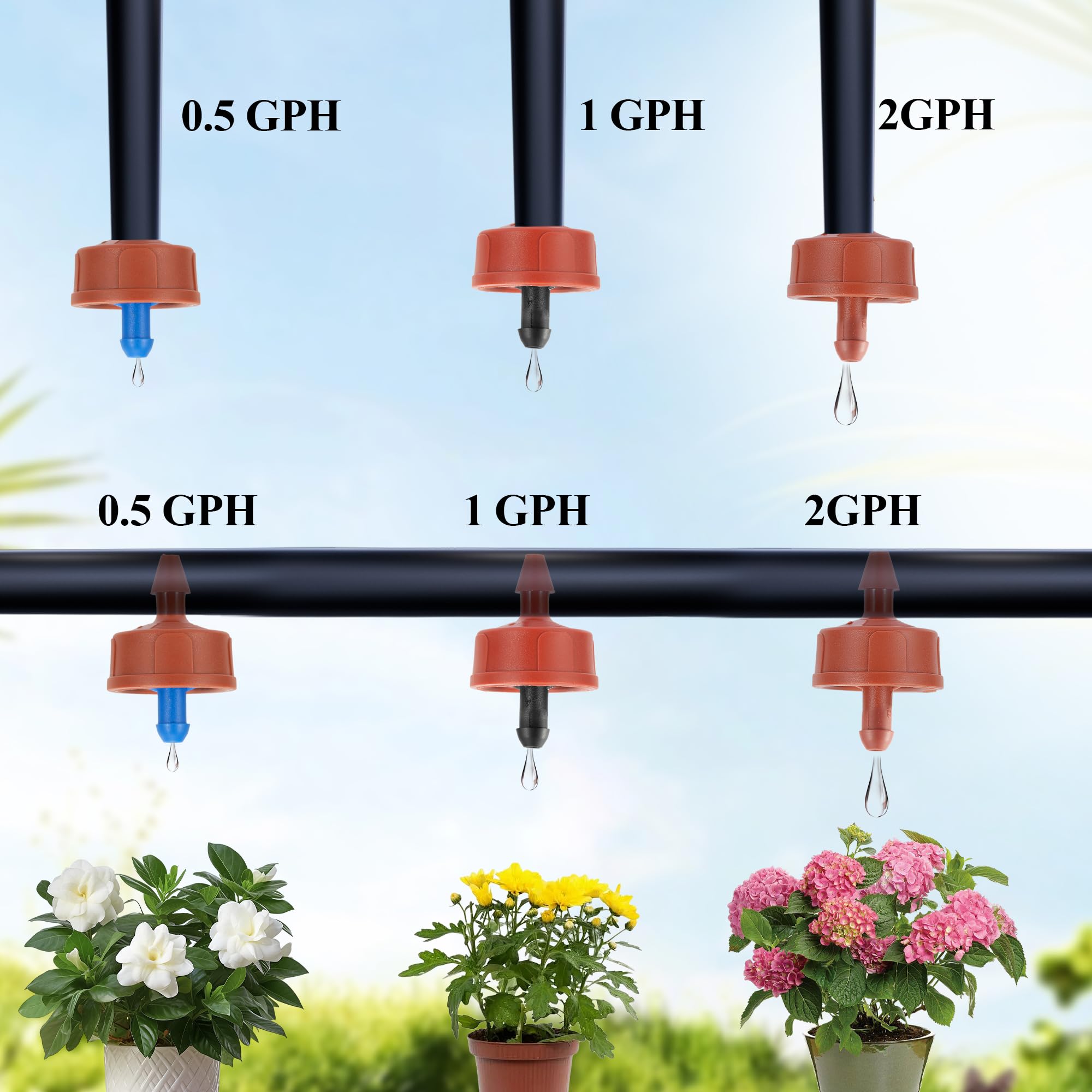 FULAIERGD emitter inserted into 1/4-inch tubing demonstrating easy installation benefit