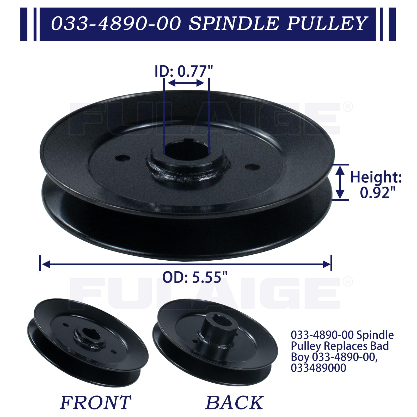 FULAIGE spindle with pulley mounted showing correct pulley alignment