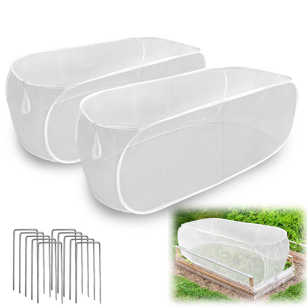 FULEIYA front view of two raised bed covers showing fit and protection