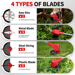 FULLYEA close-up of circular, rhombic and plastic blades demonstrating cutting versatility