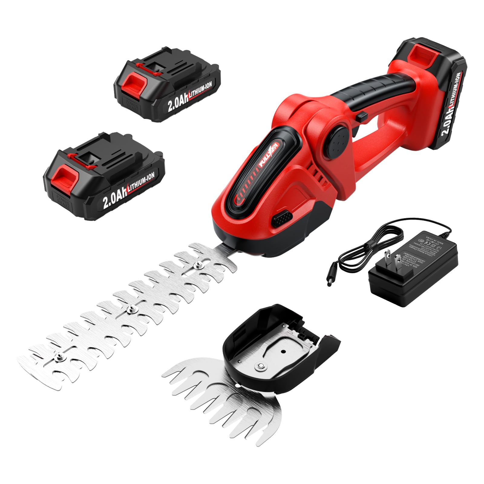 FULLYEA front view of cordless trimmer showing compact design and blades