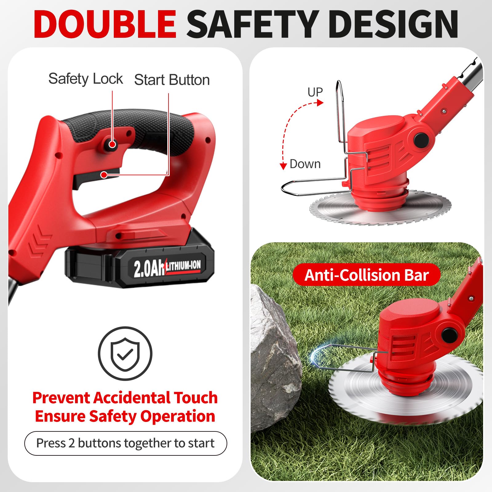 FULLYEA in-use edge trimming along lawn showing precise, cord-free operation