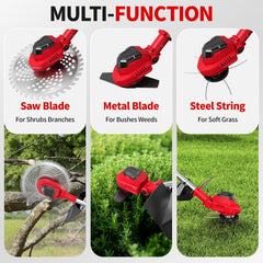 FULLYEA steel wire blades detail illustrating durable cutting for thick grass