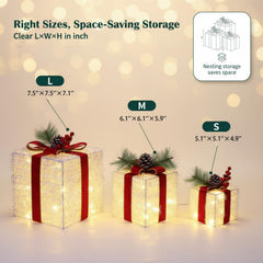 fulong lit large gift box on a mantel creating warm ambient glow